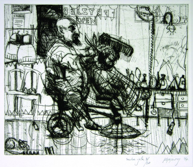 Barber of the suburbs | dry point | 21,5x26,5cm | 2017